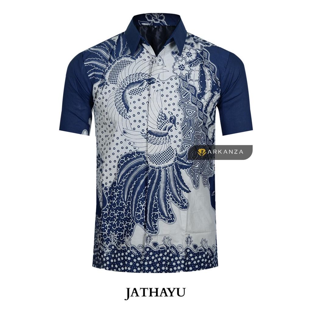 ARKANZA Kemeja Batik Pria Slimfit Motif Jathayu Lengan Panjang Pendek
