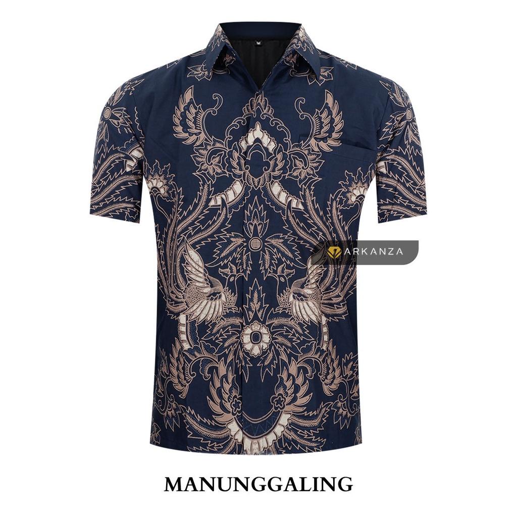 ARKANZA Kemeja Batik Pria Slimfit Motif Manunggaling Lengan Panjang Pendek