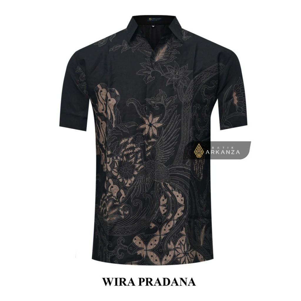 ARKANZA Kemeja Batik Pria Slimfit Motif Wira Pradana Lengan Panjang Pendek