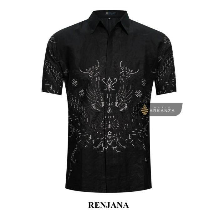 ARKANZA Kemeja Batik Pria Slimfit Motif Renjana Lengan Panjang Pendek