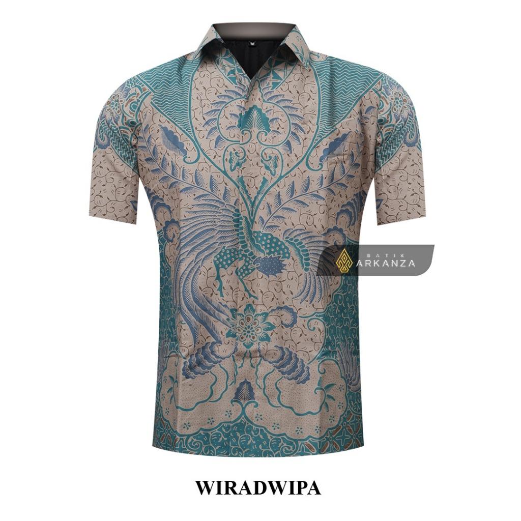 ARKANZA Kemeja Batik Pria Slimfit Motif Wiradwipa Lengan Panjang Pendek