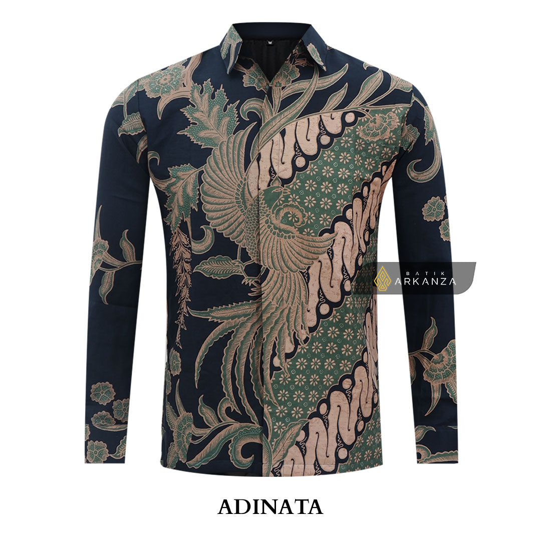 ARKANZA Kemeja Batik Pria Slimfit Motif Adinata Lengan Panjang Pendek