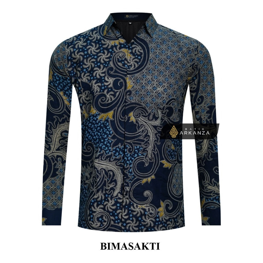 ARKANZA Kemeja Batik Pria Slimfit Motif Bimasakti   Lengan Panjang Pendek