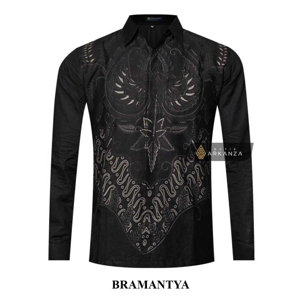 ARKANZA Kemeja Batik Pria Slimfit Motif Bramantya Lengan Panjang Pendek