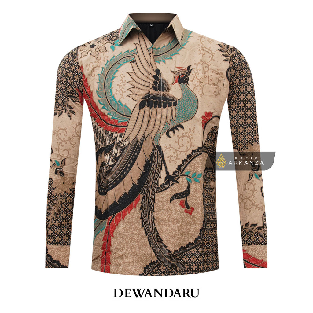 ARKANZA Kemeja Batik Pria Slimfit Motif Dewandaru Lengan Panjang Pendek