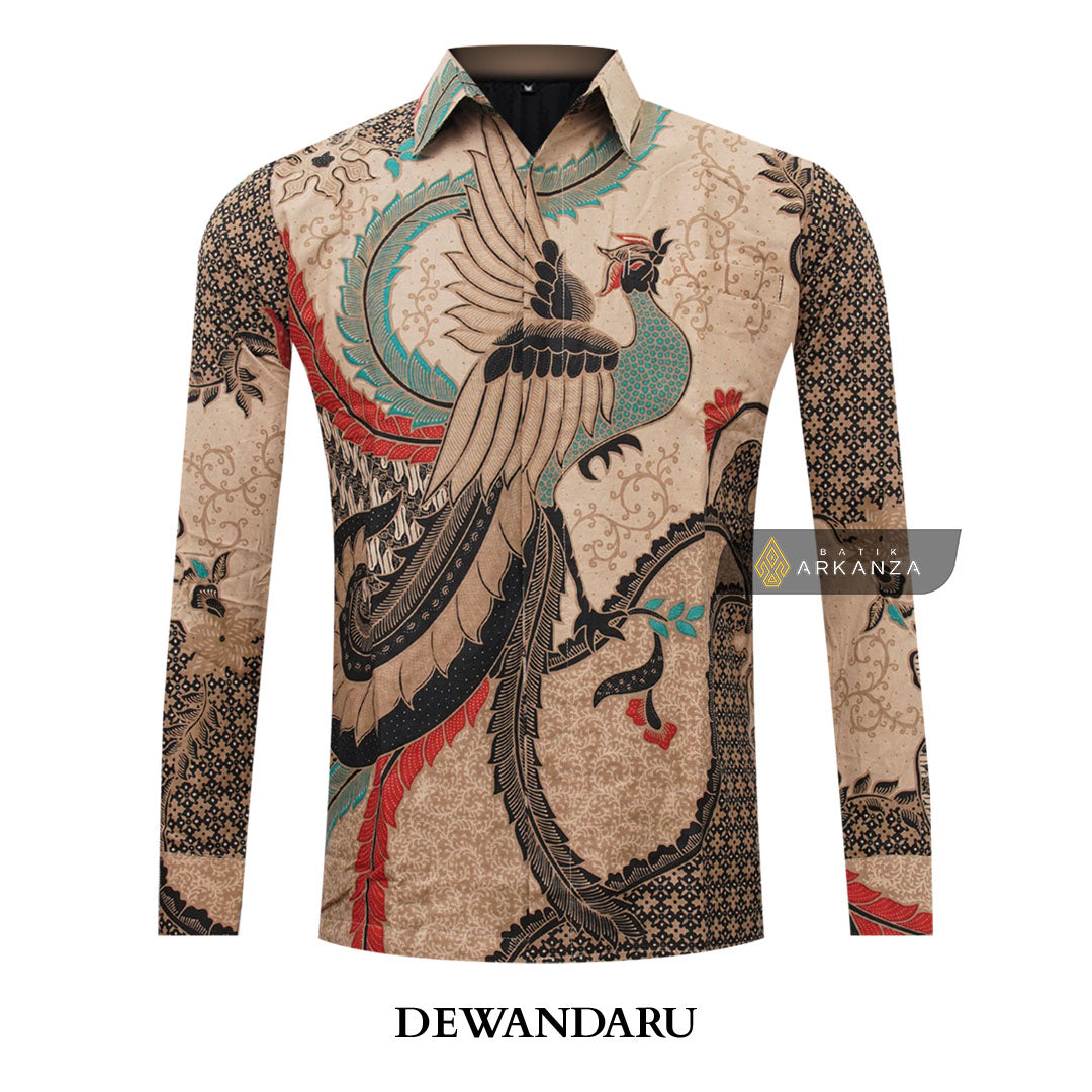 ARKANZA Kemeja Batik Pria Slimfit Motif Dewandaru Lengan Panjang Pendek
