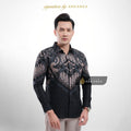 Arkanza Signature Motif Diraja Kemeja Batik Pria Lengan Panjang Eksklusif Curved Hem Jahitan Presisi Hidden & Emboss Button Lapisan Tricot Breathable
