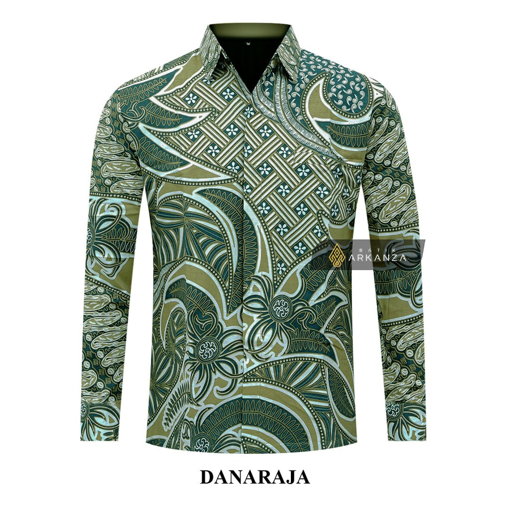 ARKANZA Kemeja Batik Pria Slimfit Motif Danaraja Lengan Panjang Pendek