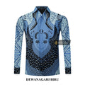 ARKANZA Kemeja Batik Pria Slimfit Motif Dewanagari Biru Lengan Panjang Pendek