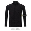 ARKANZA Kemeja Batik Pria Slimfit Motif Kerta Hitam Lengan Panjang Pendek