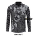 ARKANZA Kemeja Batik Pria Slimfit Motif Peksi Awu Lengan Panjang Pendek