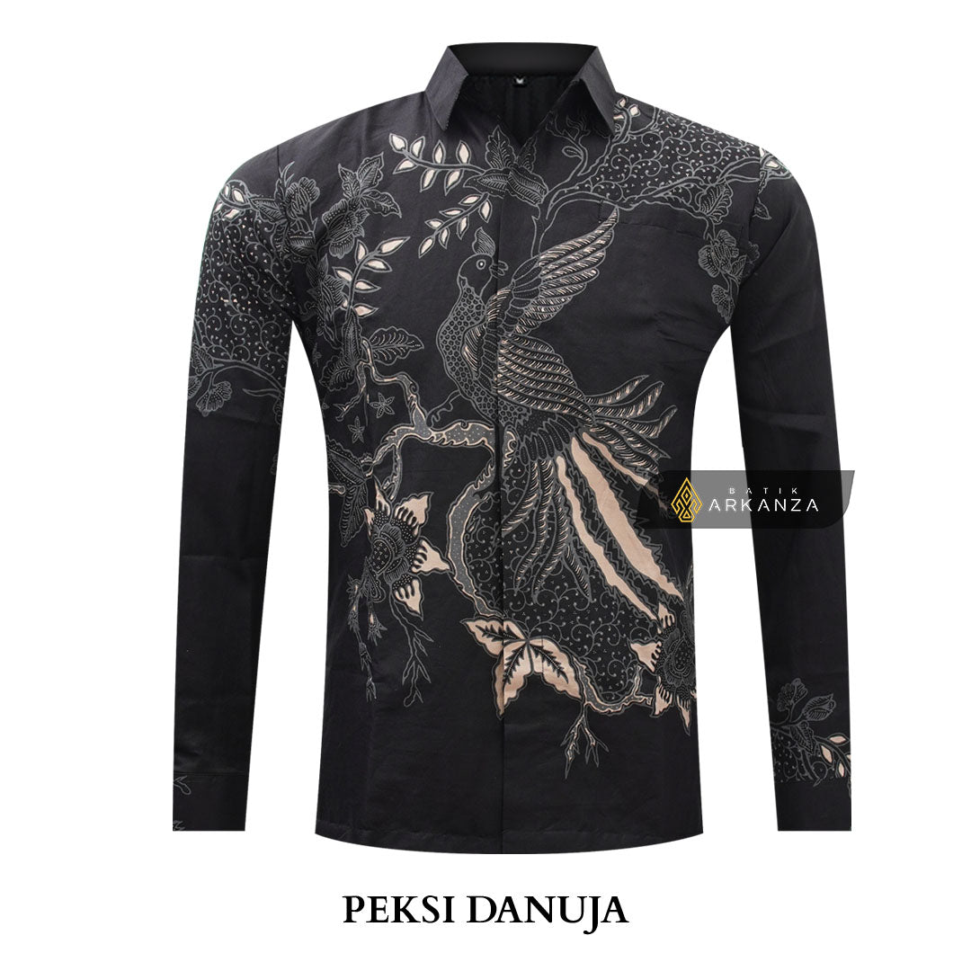 ARKANZA Kemeja Batik Pria Slimfit Motif Peksi Danuja Lengan Panjang Pendek