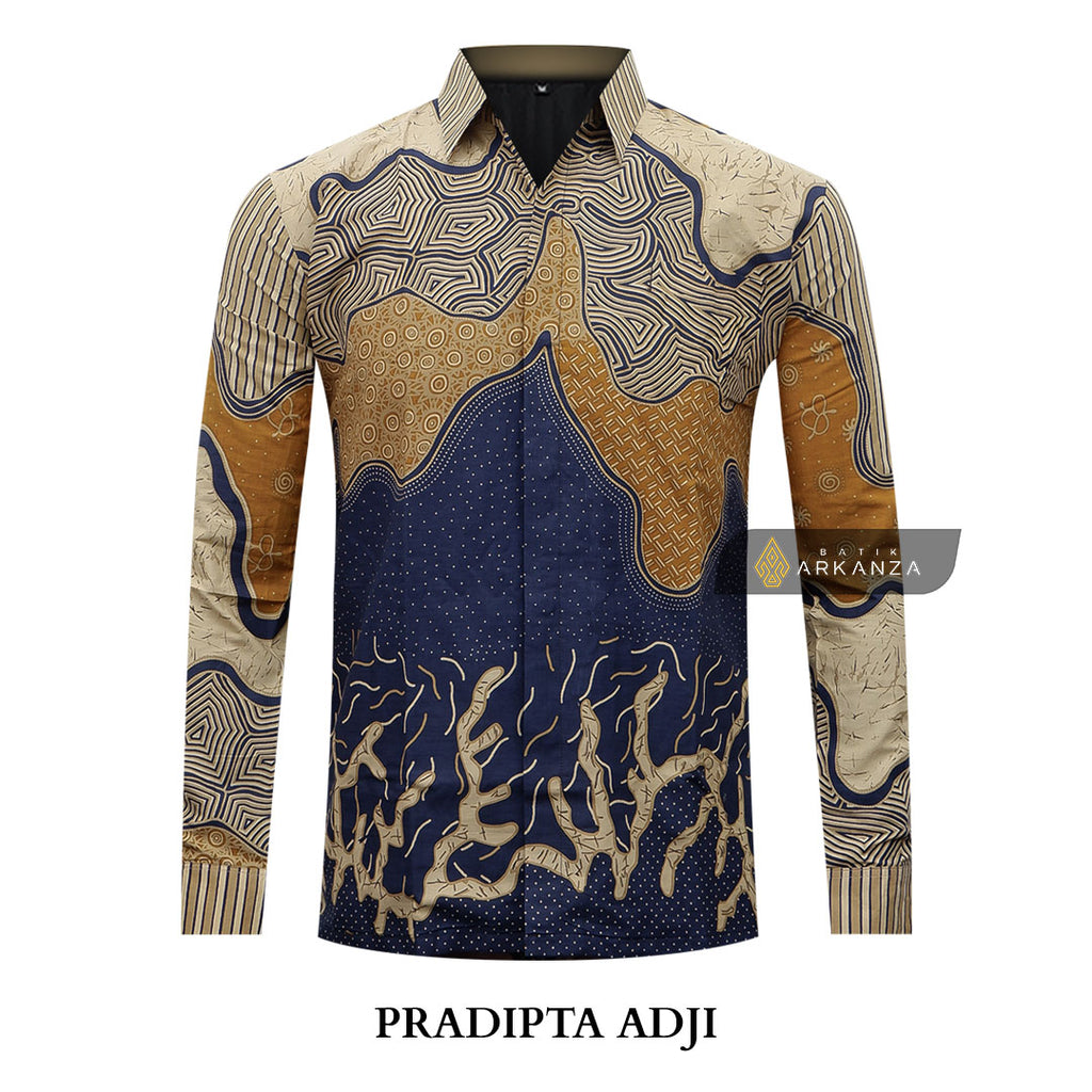 ARKANZA Kemeja Batik Pria Slimfit Motif Pradipta Adji Lengan Panjang Pendek