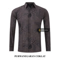 ARKANZA Kemeja Batik Pria Slimfit Motif Purwanegaran Coklat Lengan Panjang Pendek