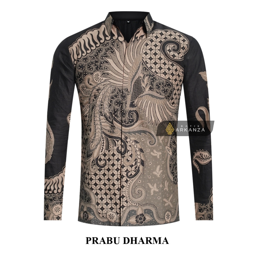 ARKANZA Kemeja Batik Pria Slimfit Motif Prabu Dharma Lengan Panjang Pendek