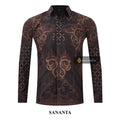ARKANZA Kemeja Batik Pria Slimfit Motif Sananta Lengan Panjang Pendek