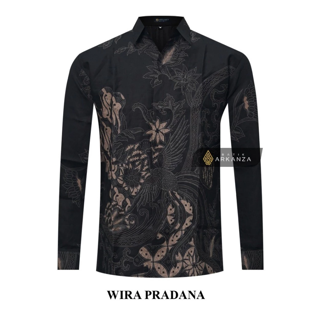 ARKANZA Kemeja Batik Pria Slimfit Motif Wira Pradana Lengan Panjang Pendek