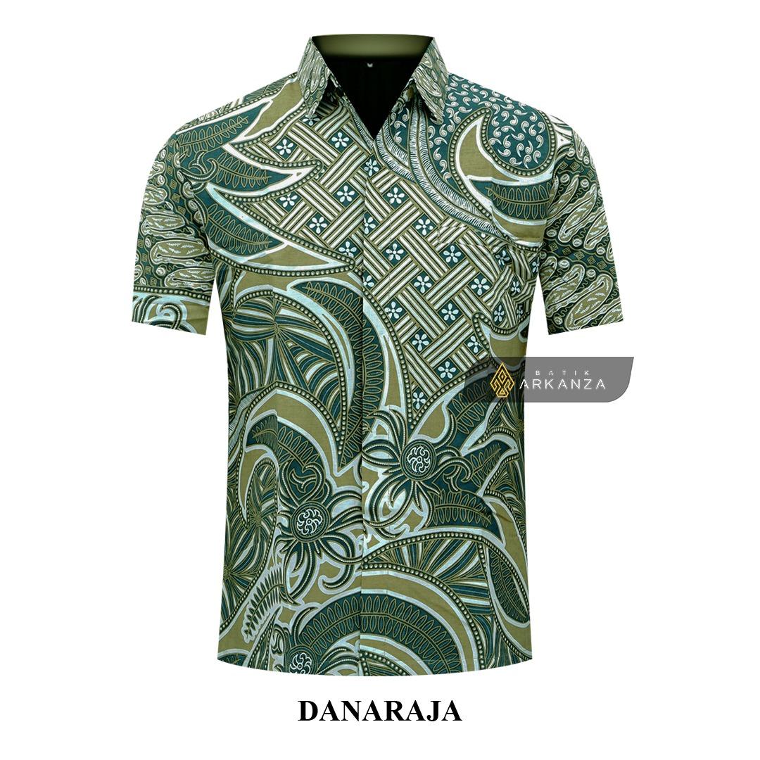 ARKANZA Kemeja Batik Pria Slimfit Motif Danaraja Lengan Panjang Pendek