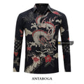 ARKANZA Kemeja Batik Pria Slimfit Motif Antaboga Lengan Panjang Pendek