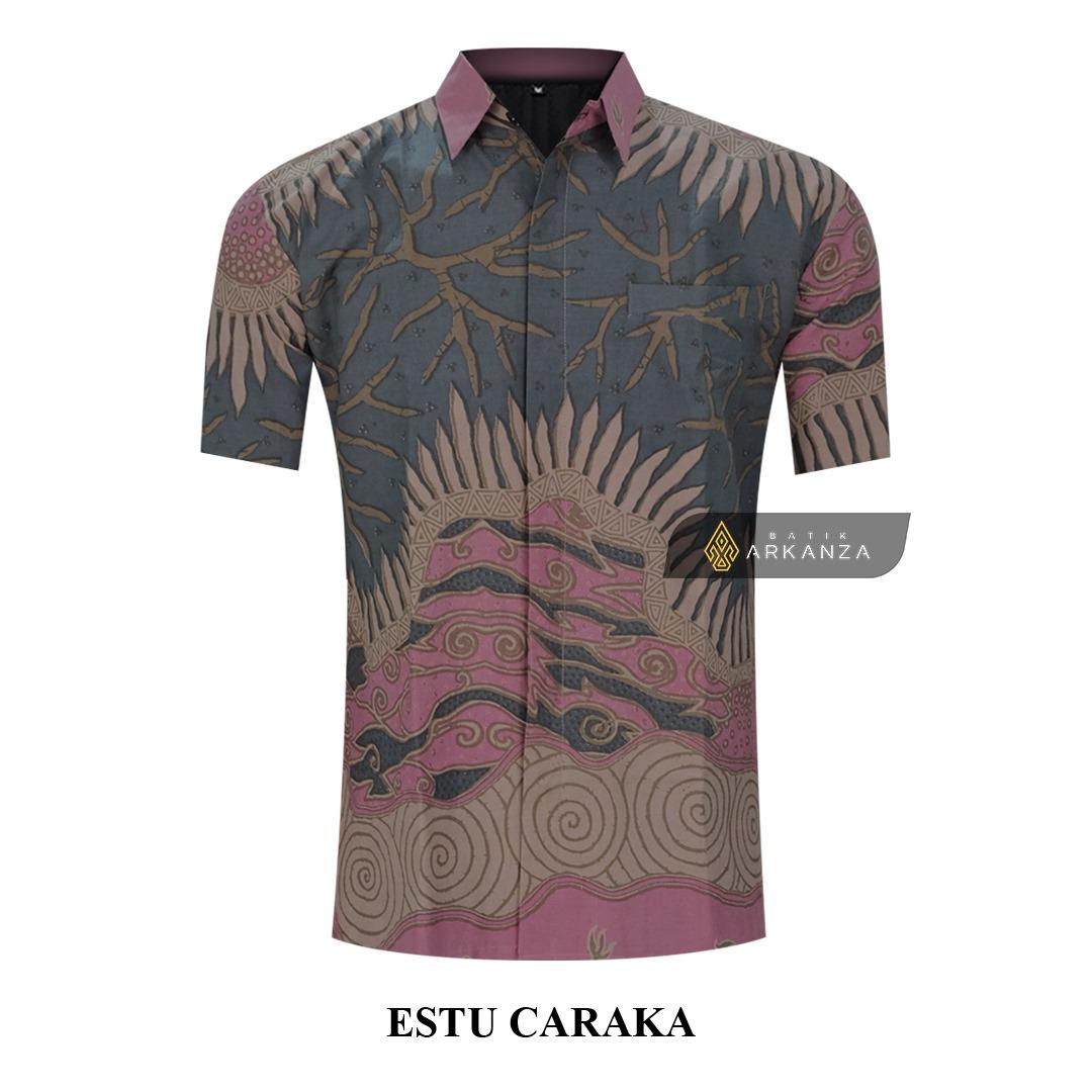 ARKANZA Kemeja Batik Pria Slimfit Motif Estu Caraka Lengan Panjang Pendek