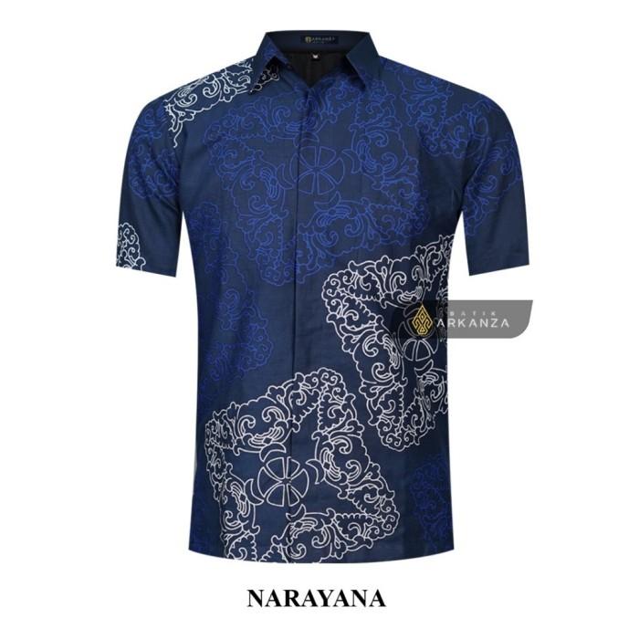 ARKANZA Kemeja Batik Pria Slimfit Motif Naraya Lengan Panjang Pendek