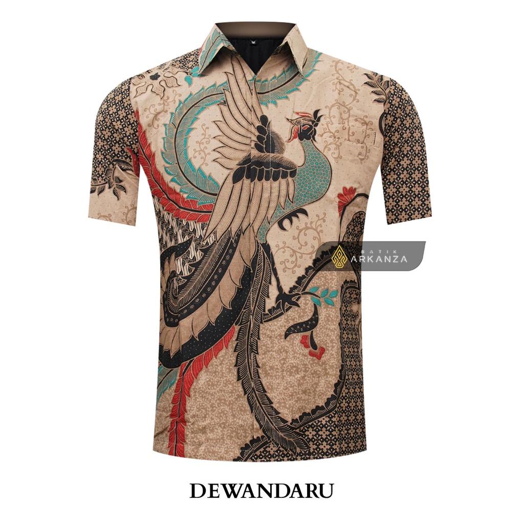 ARKANZA Kemeja Batik Pria Slimfit Motif Dewandaru Lengan Panjang Pendek