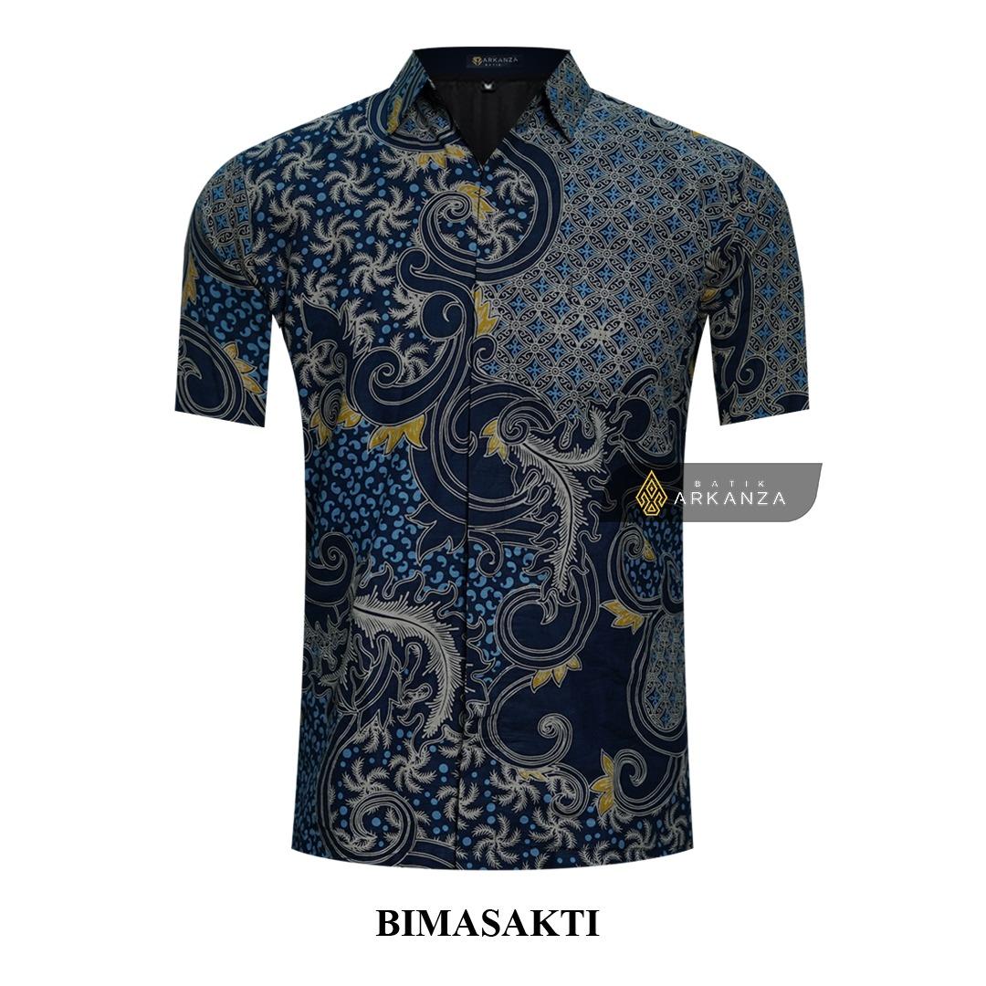 ARKANZA Kemeja Batik Pria Slimfit Motif Bimasakti   Lengan Panjang Pendek