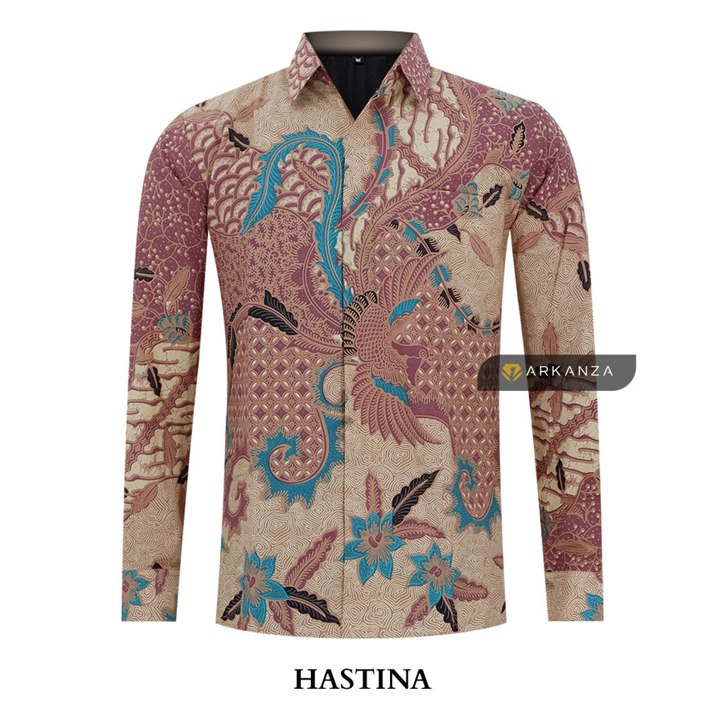 ARKANZA Kemeja Batik Pria Slimfit Motif Hastina Lengan Panjang Pendek