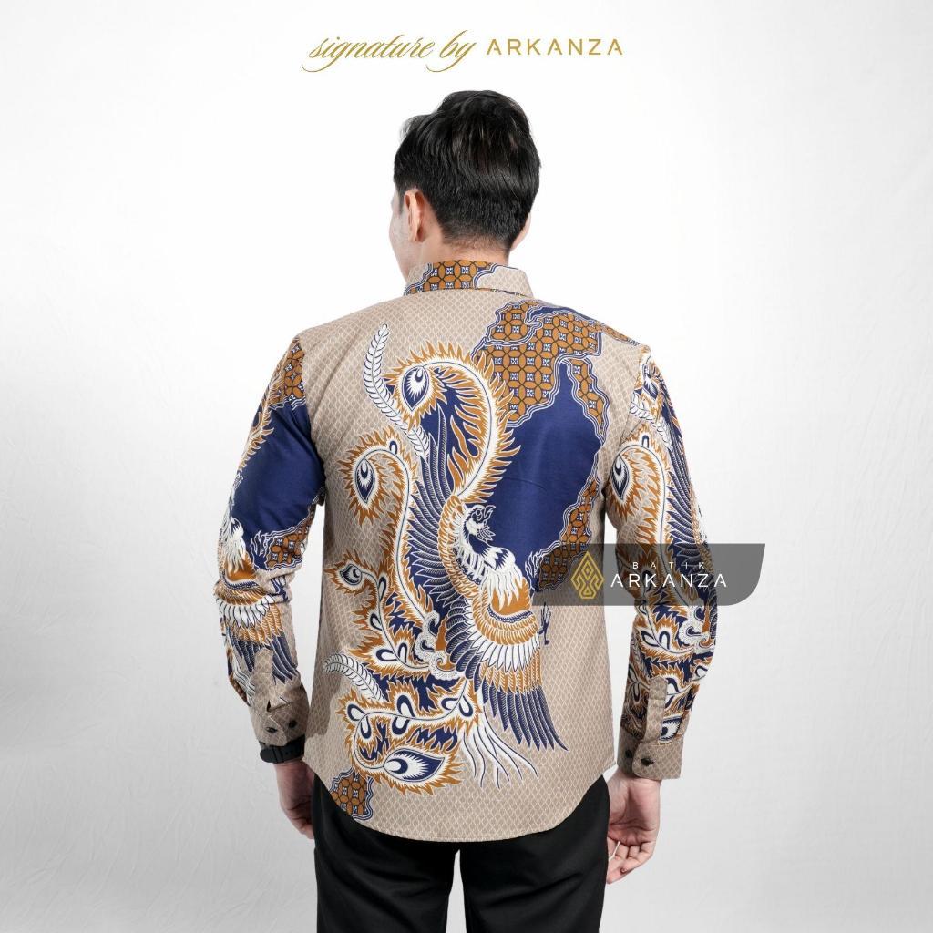 Arkanza Signature Motif Chandraprana Kemeja Batik Pria Lengan Panjang Eksklusif Curved Hem Jahitan Presisi Hidden & Emboss Button Lapisan Tricot Breathable