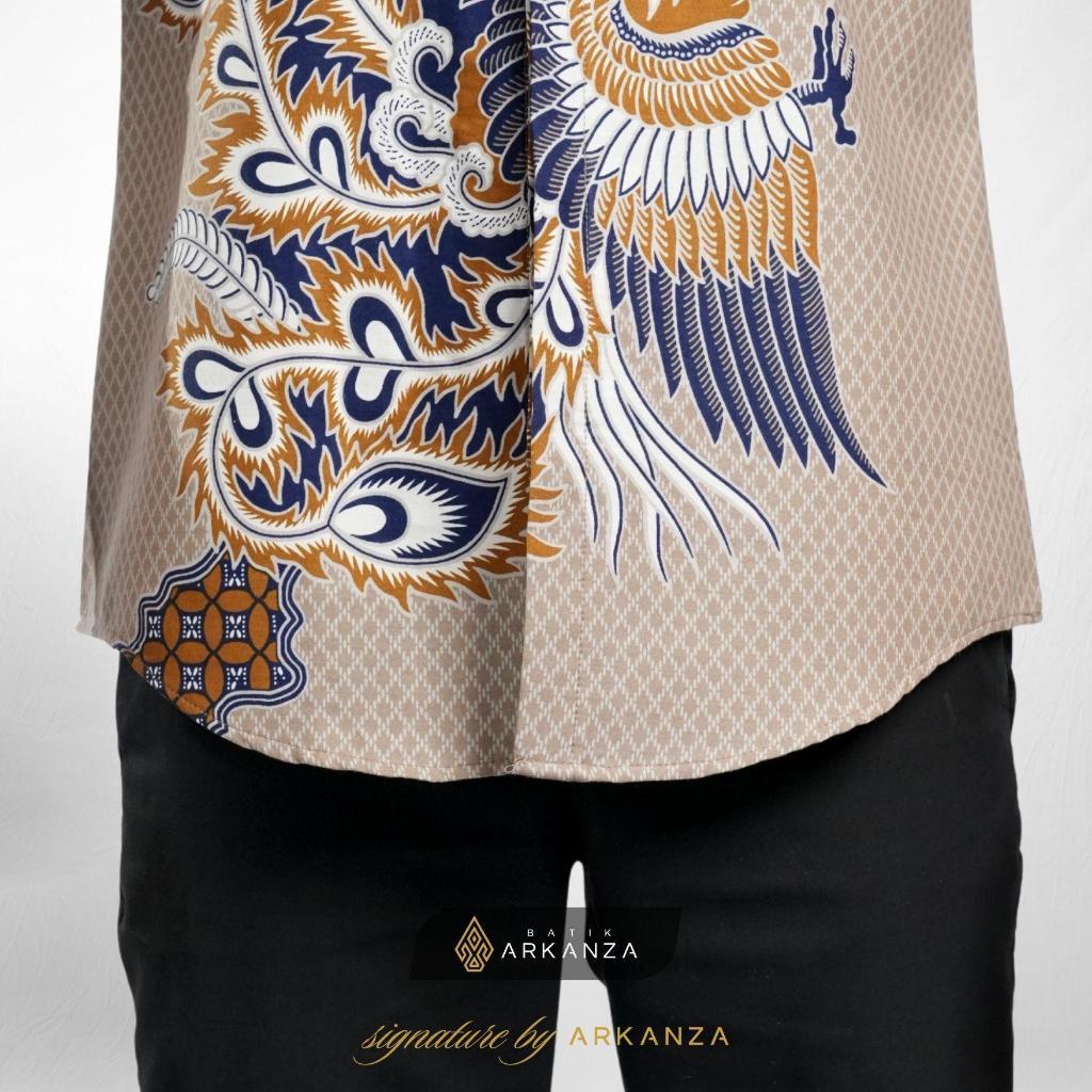 Arkanza Signature Motif Chandraprana Kemeja Batik Pria Lengan Panjang Eksklusif Curved Hem Jahitan Presisi Hidden & Emboss Button Lapisan Tricot Breathable