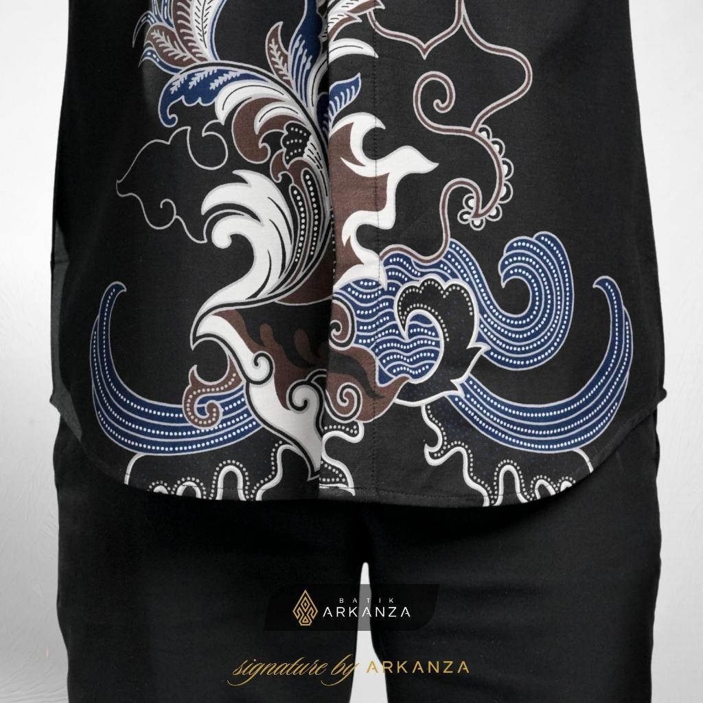 Arkanza Signature Motif Dwipantara Kemeja Batik Pria Lengan Panjang Eksklusif Curved Hem Jahitan Presisi Hidden & Emboss Button Lapisan Tricot Breathable