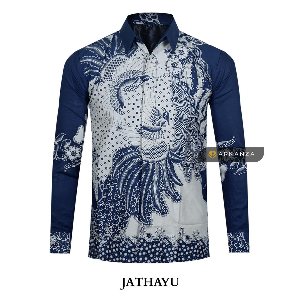 ARKANZA Kemeja Batik Pria Slimfit Motif Jathayu Lengan Panjang Pendek