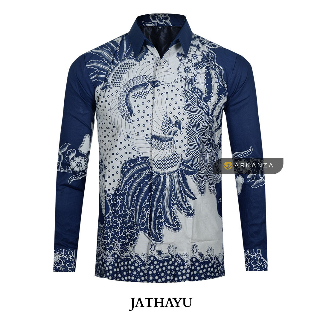ARKANZA Kemeja Batik Pria Slimfit Motif Jathayu Lengan Panjang Pendek