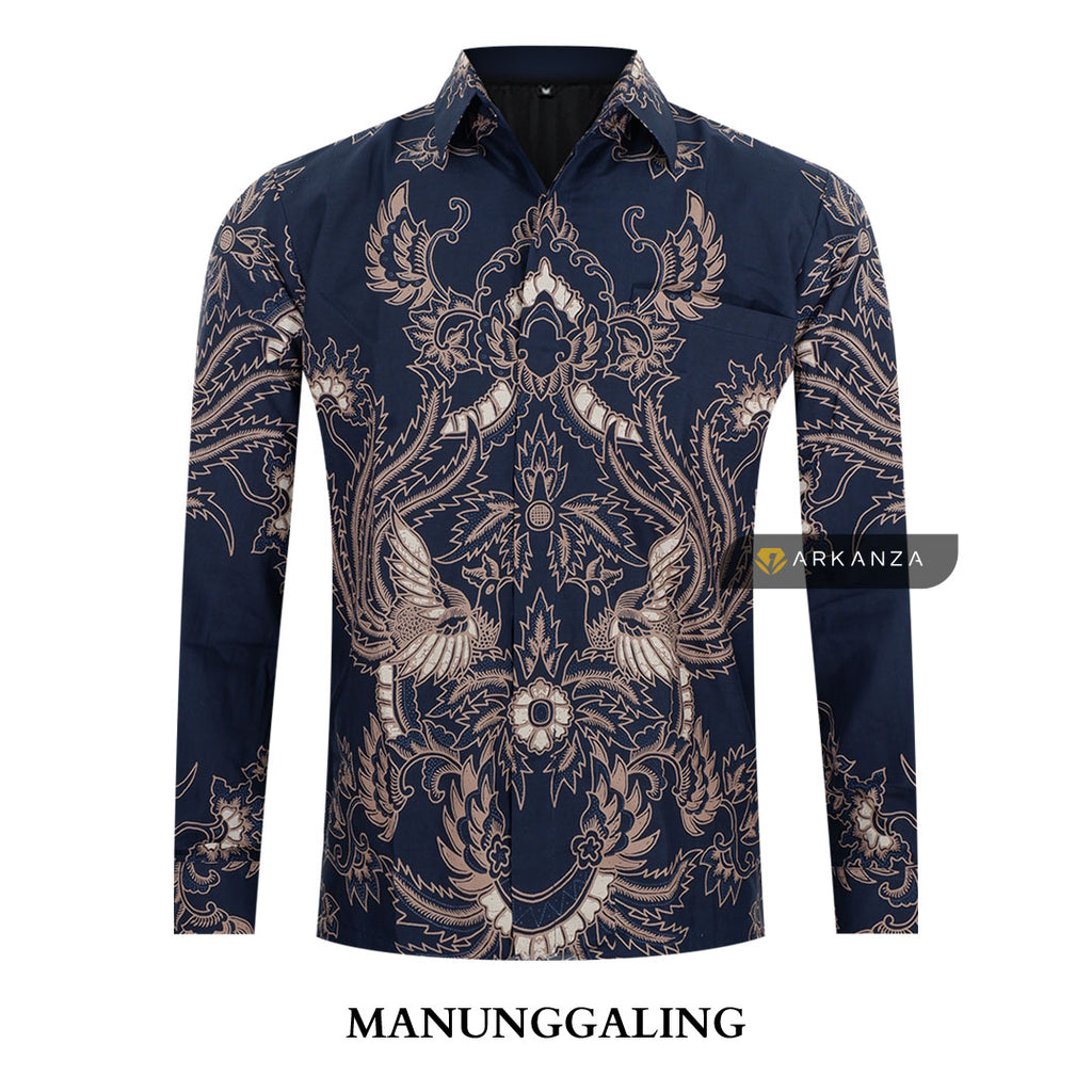 ARKANZA Kemeja Batik Pria Slimfit Motif Manunggaling Lengan Panjang Pendek
