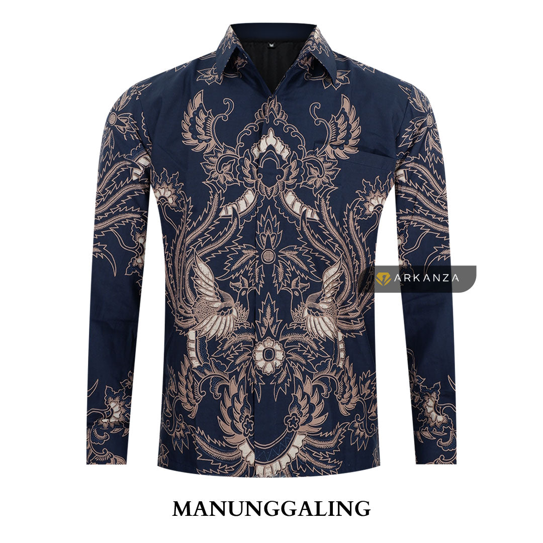 ARKANZA Kemeja Batik Pria Slimfit Motif Manunggaling Lengan Panjang Pendek