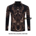 ARKANZA Kemeja Batik Pria Slimfit Motif Manunggaling Hitam Lengan Panjang Pendek