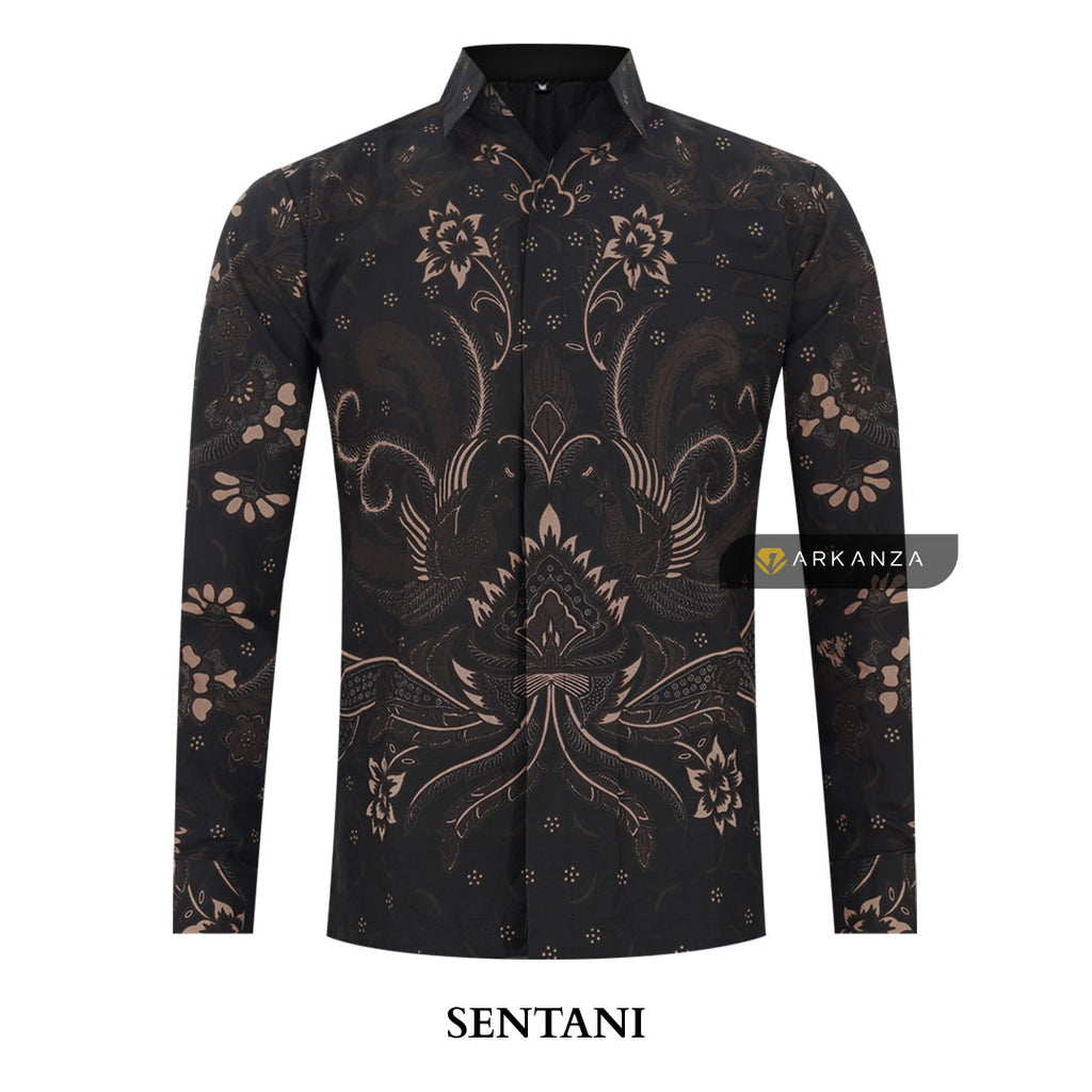 ARKANZA Kemeja Batik Pria Slimfit Motif Sentani Lengan Panjang Pendek