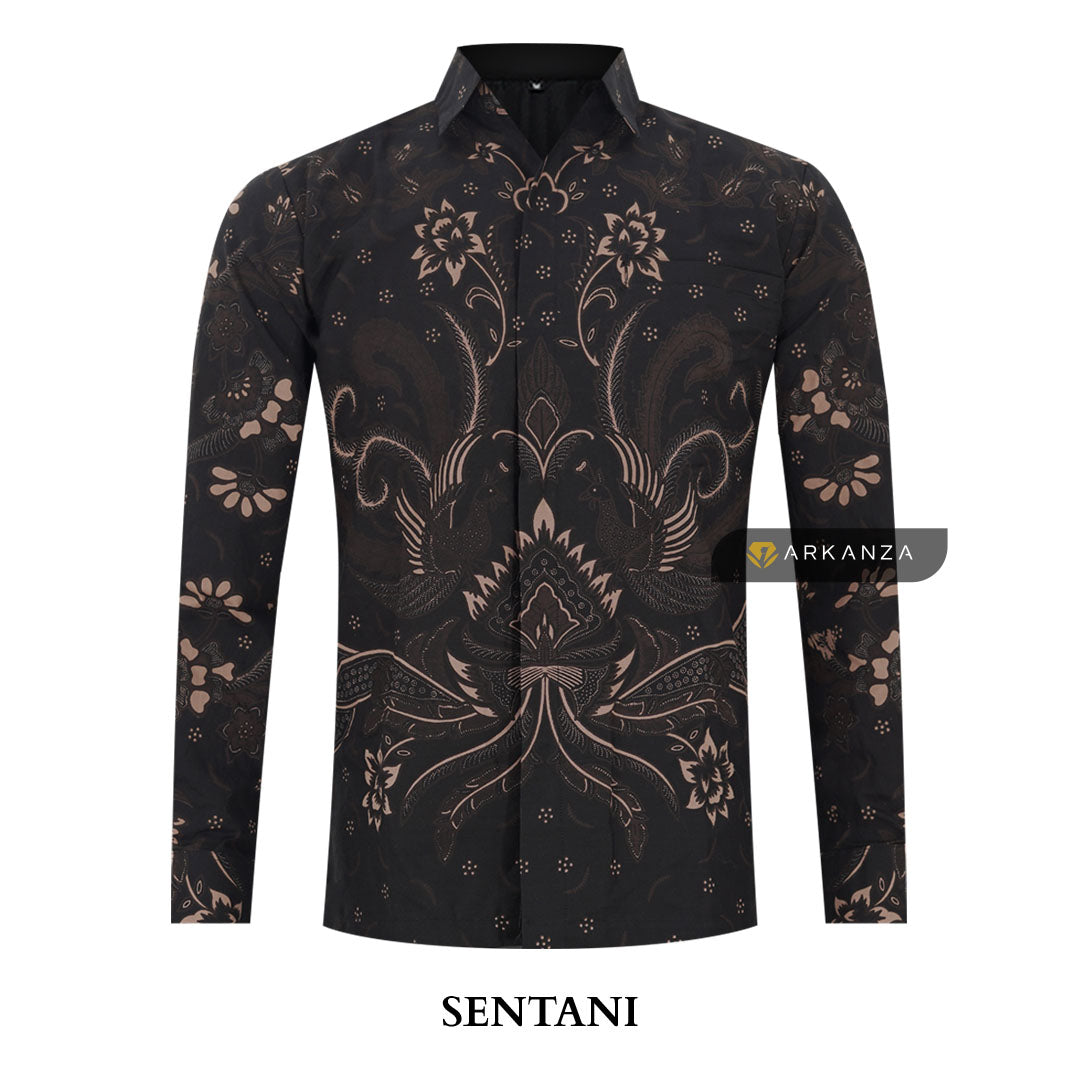 ARKANZA Kemeja Batik Pria Slimfit Motif Sentani Lengan Panjang Pendek