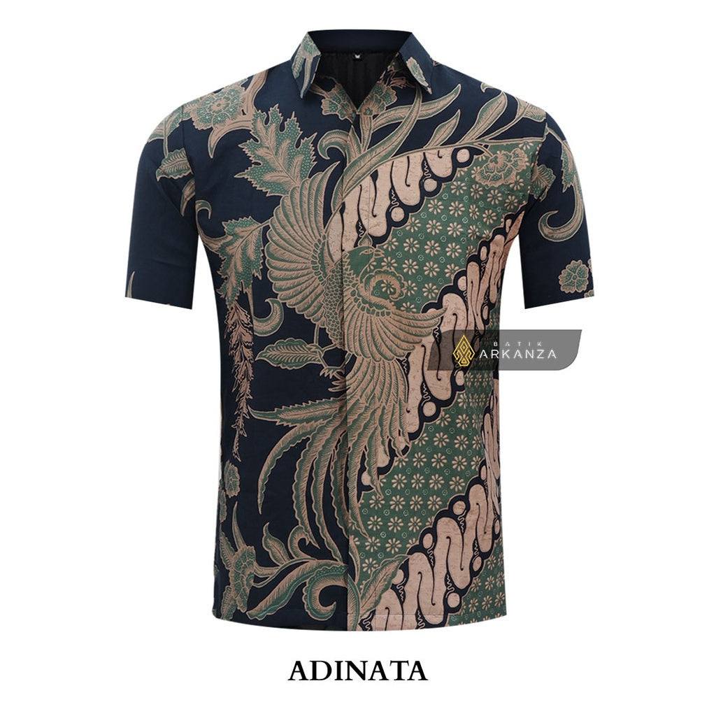 ARKANZA Kemeja Batik Pria Slimfit Motif Adinata Lengan Panjang Pendek