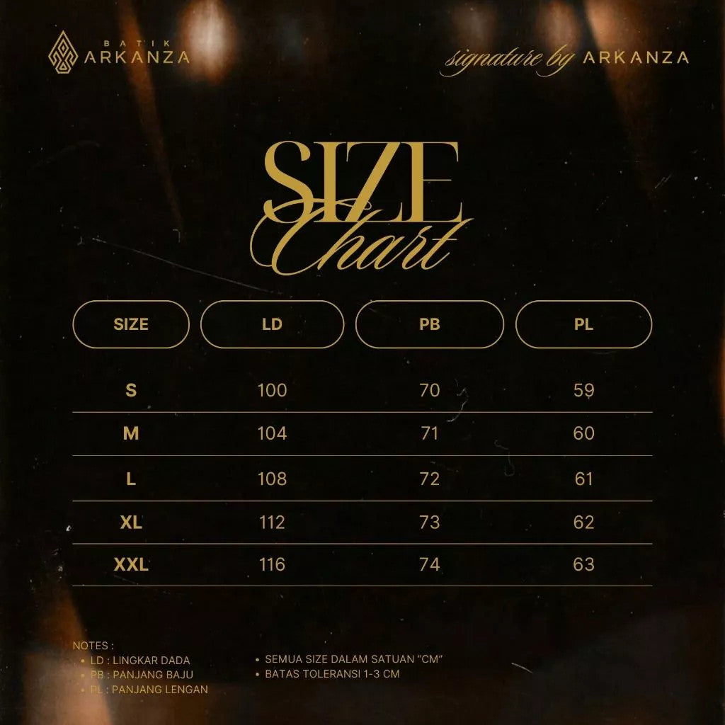 Arkanza Signature Motif  Prameswara Navy Kemeja Batik Pria Lengan Panjang Eksklusif Curved Hem Jahitan Presisi Hidden & Emboss Button Lapisan Tricot Breathable