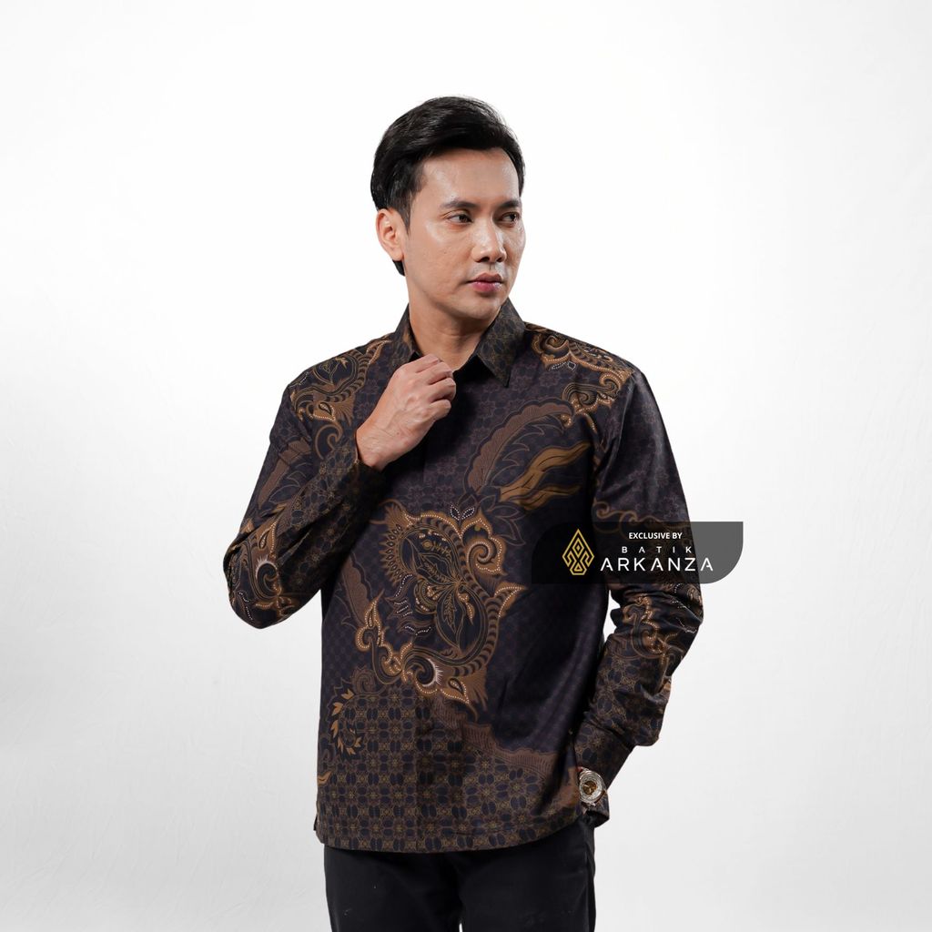 ARKANZA EXCLUSIVE TIRTA PRAMANA  Kemeja Batik Pria Lengan Panjang Slim Fit  Elegan Formal Casual Keren Katun Primissima Jahitan Presisi Kemeja Kerja  Pria Modern EXC