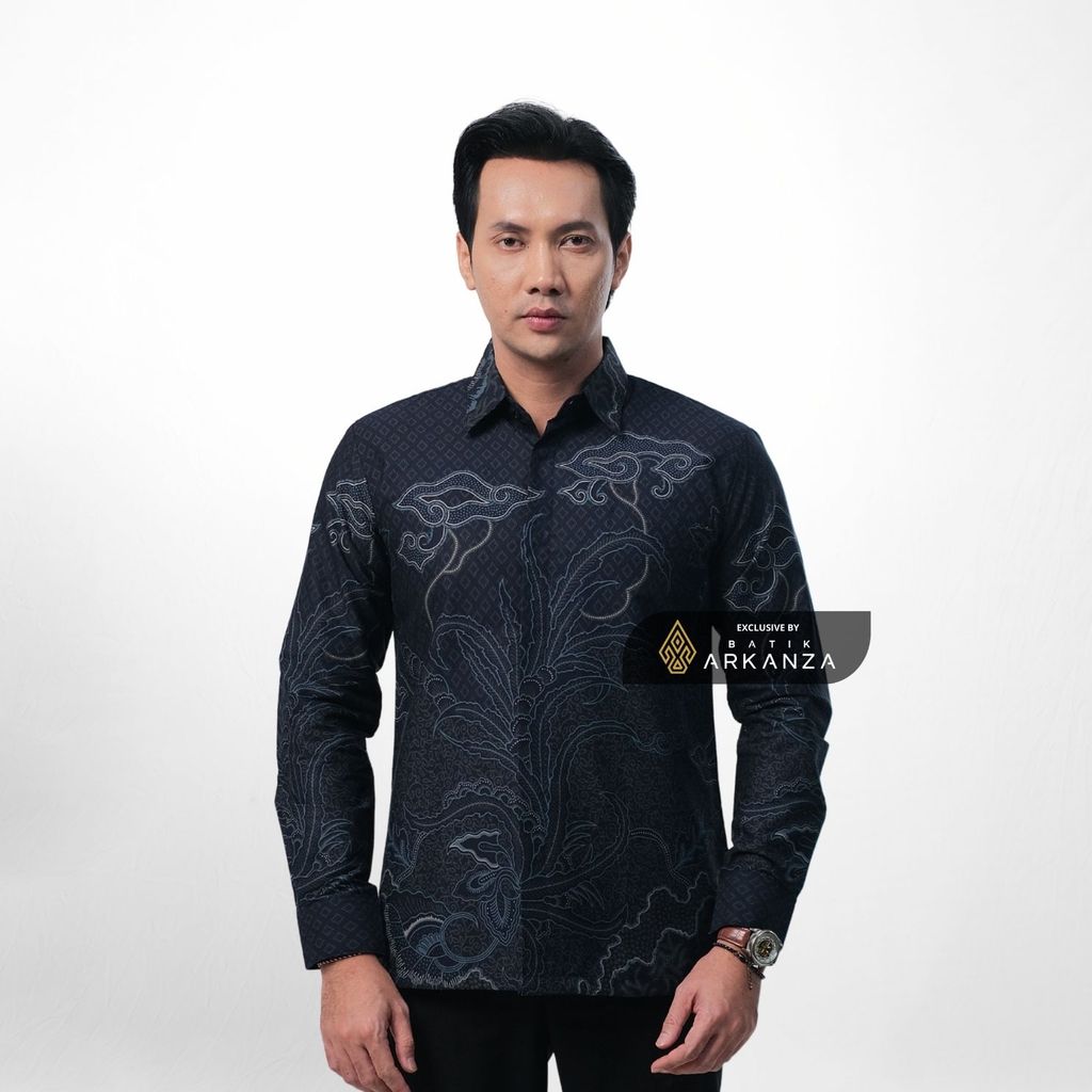 ARKANZA EXCLUSIVE PUSPA ANGKARA Kemeja Batik Pria Lengan Panjang Slim Fit  Elegan Formal Casual Keren Katun Primissima Jahitan Presisi Kemeja Kerja  Pria Modern EXC