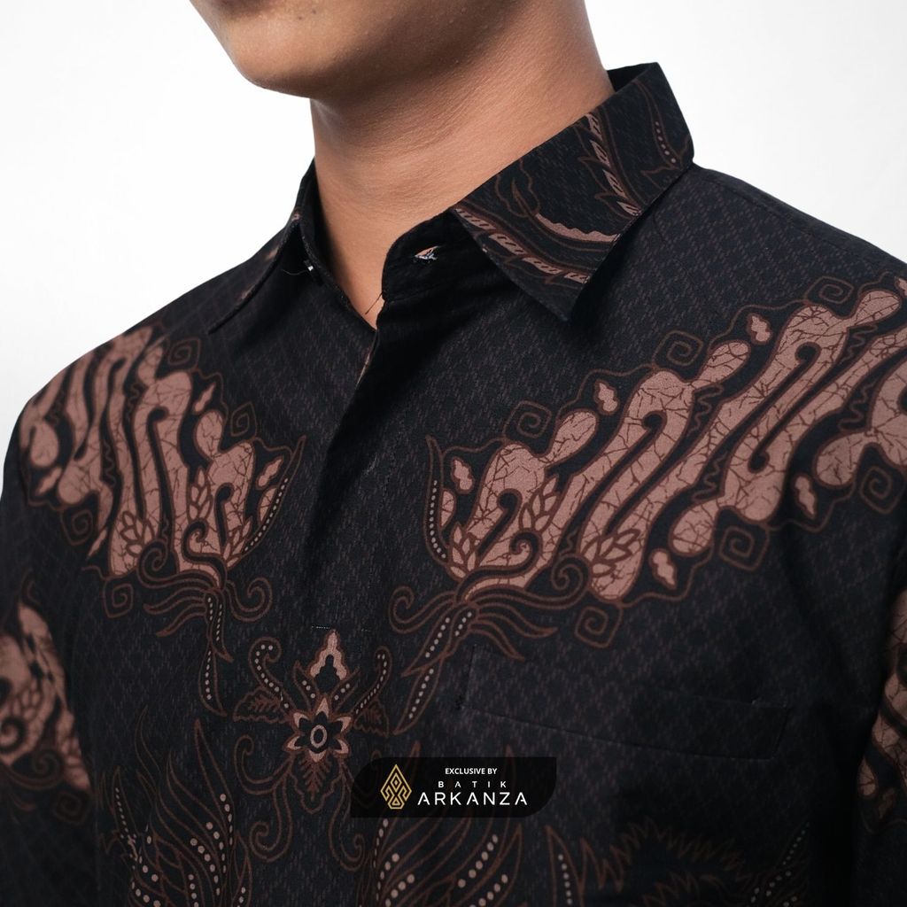 ARKANZA EXCLUSIVE CAKRA TEJA Kemeja Batik Pria Lengan Panjang Slim Fit  Elegan Formal Casual Keren Katun Primissima Jahitan Presisi Kemeja Kerja  Pria Modern EXC