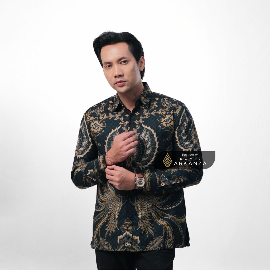 ARKANZA EXCLUSIVE WIJAYA AGRA Kemeja Batik Pria Lengan Panjang Slim Fit  Elegan Formal Casual Keren Katun Primissima Jahitan Presisi Kemeja Kerja  Pria Modern EXC