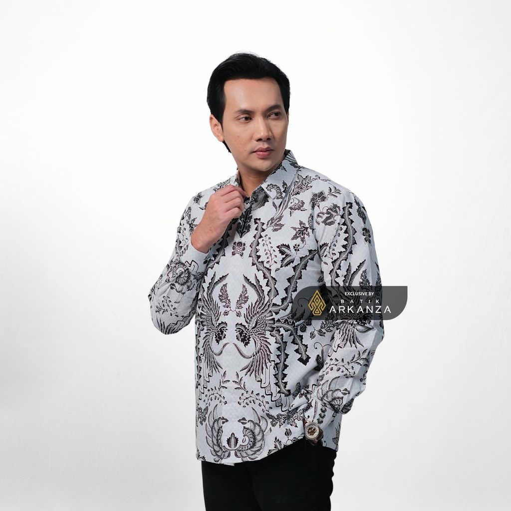 ARKANZA EXCLUSIVE CAKRA WIBAWA Kemeja Batik Pria Lengan Panjang Slim Fit  Elegan Formal Casual Keren Katun Primissima Jahitan Presisi Kemeja Kerja  Pria Modern EXC