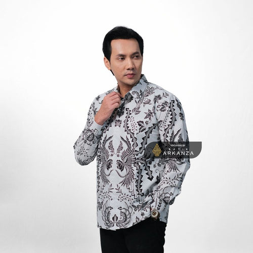 ARKANZA EXCLUSIVE CAKRA WIBAWA Kemeja Batik Pria Lengan Panjang Slim Fit  Elegan Formal Casual Keren Katun Primissima Jahitan Presisi Kemeja Kerja  Pria Modern EXC