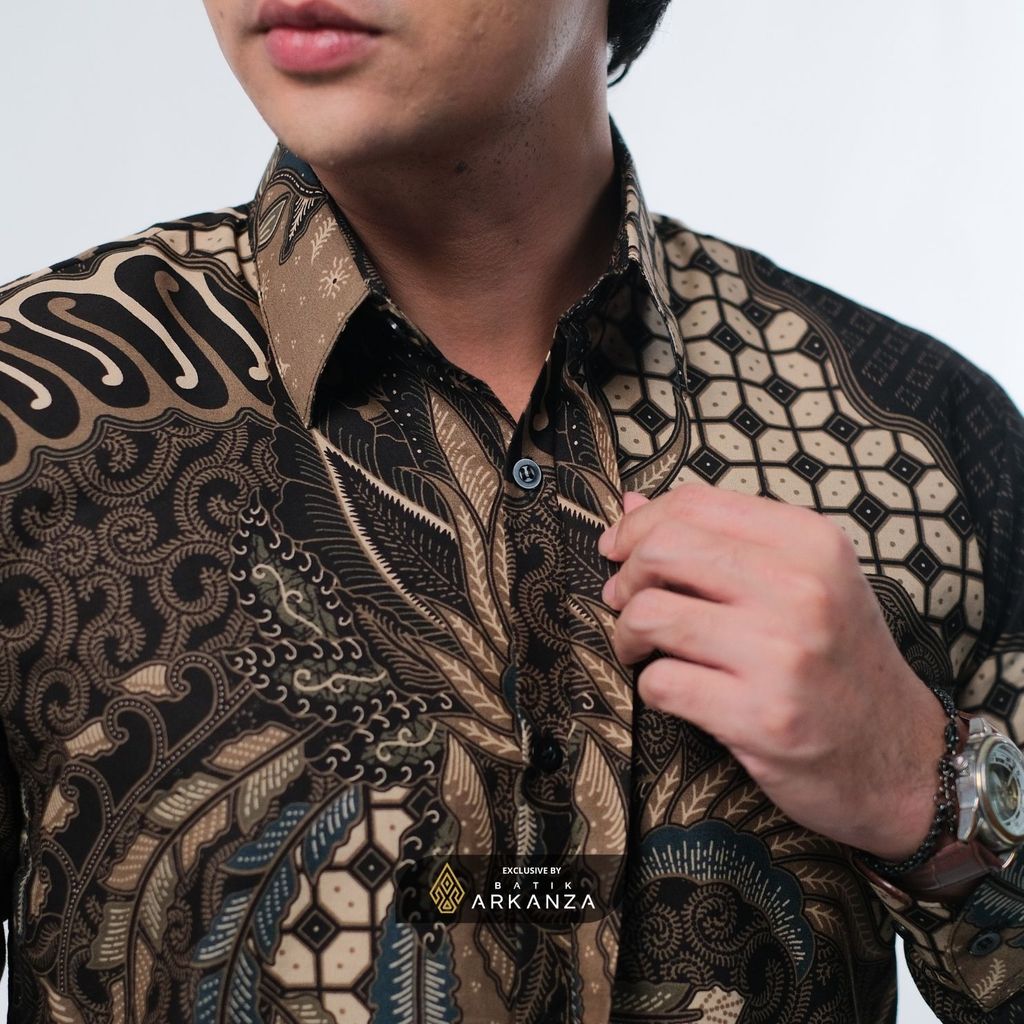 ARKANZA EXCLUSIVE PAWANAGANA Kemeja Batik Pria Lengan Panjang Slim Fit  Elegan Formal Casual Keren Katun Primissima Jahitan Presisi Kemeja Kerja  Pria Modern EXC