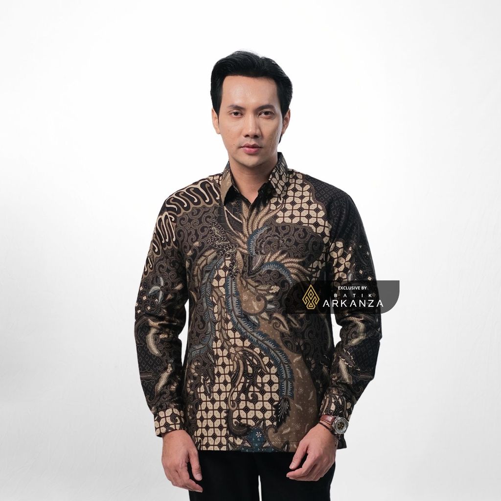 ARKANZA EXCLUSIVE PAWANAGANA Kemeja Batik Pria Lengan Panjang Slim Fit  Elegan Formal Casual Keren Katun Primissima Jahitan Presisi Kemeja Kerja  Pria Modern EXC
