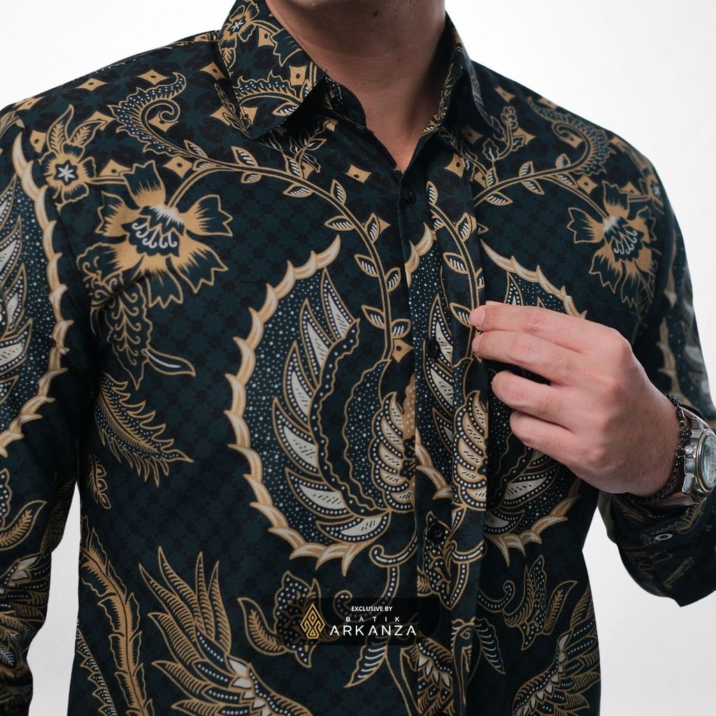 ARKANZA EXCLUSIVE WIJAYA AGRA Kemeja Batik Pria Lengan Panjang Slim Fit  Elegan Formal Casual Keren Katun Primissima Jahitan Presisi Kemeja Kerja  Pria Modern EXC