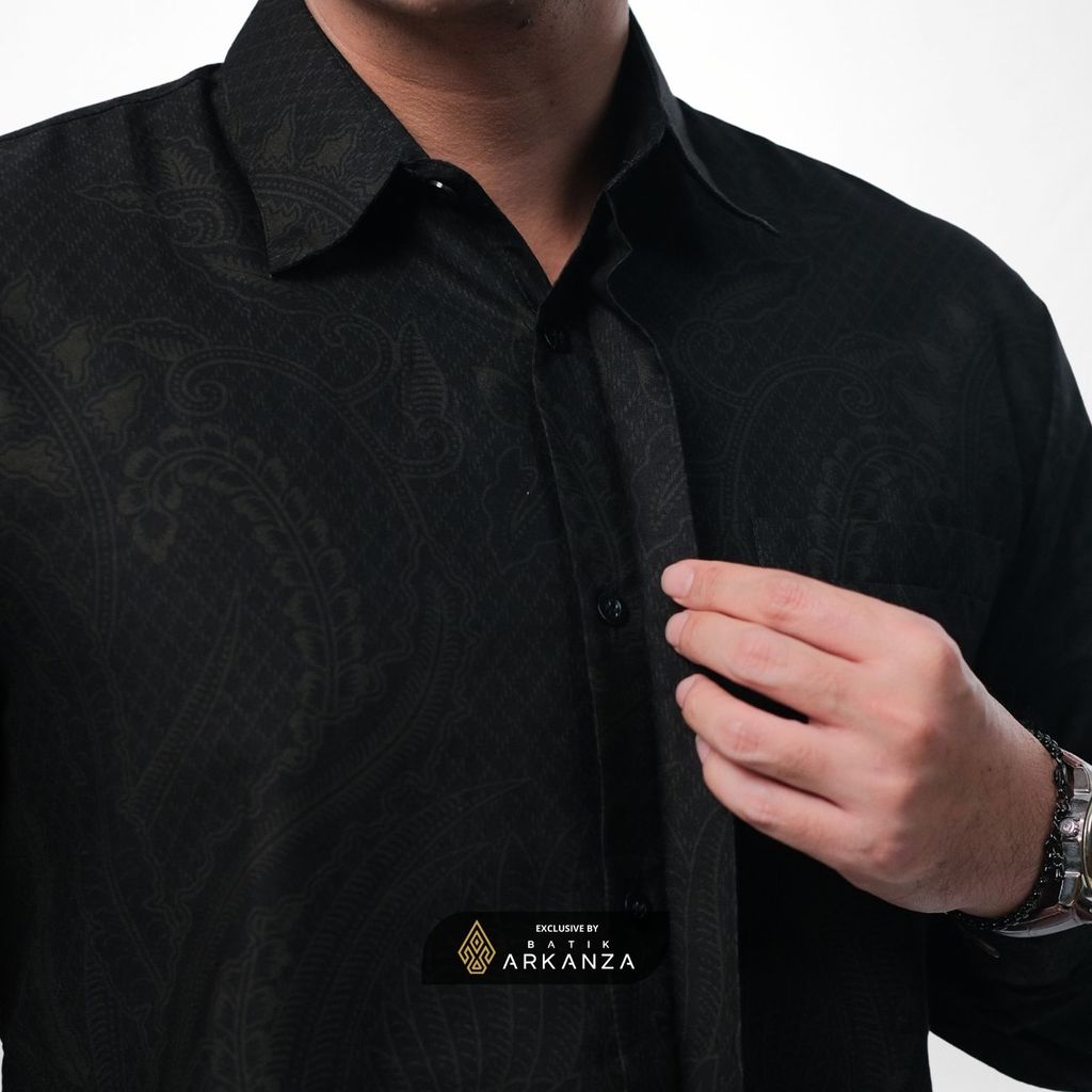 ARKANZA EXCLUSIVE GATRA ARUNIKA Kemeja Batik Pria Lengan Panjang Slim Fit  Elegan Formal Casual Keren Katun Primissima Jahitan Presisi Kemeja Kerja  Pria Modern EXC